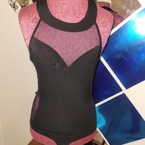 Sexy black with sheer halter neck body suit